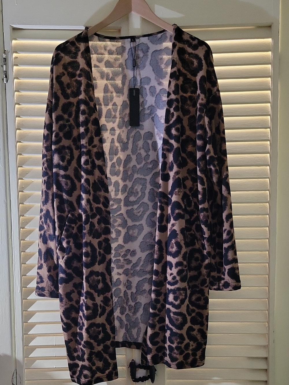 Leopard Print Open Cardigan in Brown and Black
